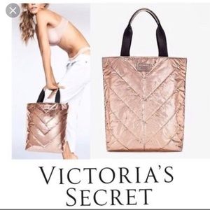 Victoria’s Secret Rose Gold Quilted Puffer Tote